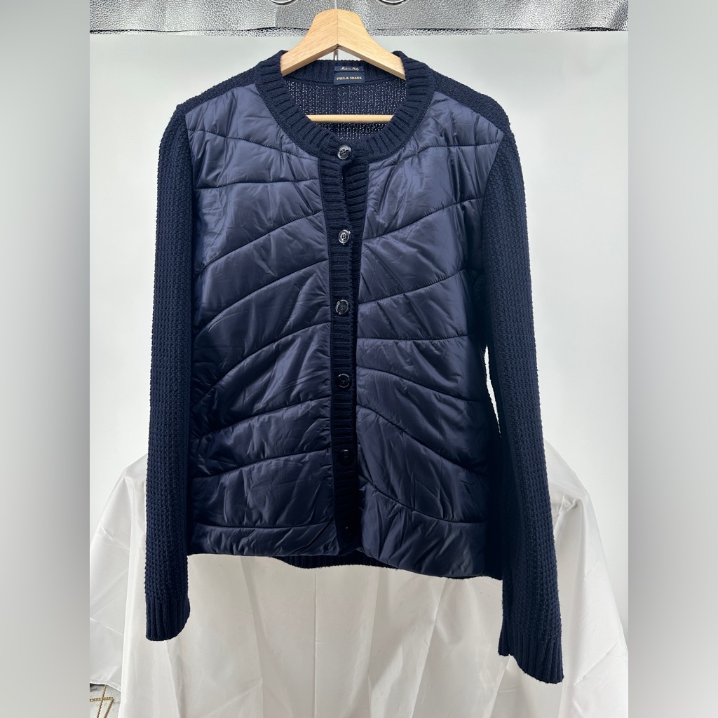 Paul And Shark Blue Quilted Virgin Wool Navy Blue Jacket Cardigan